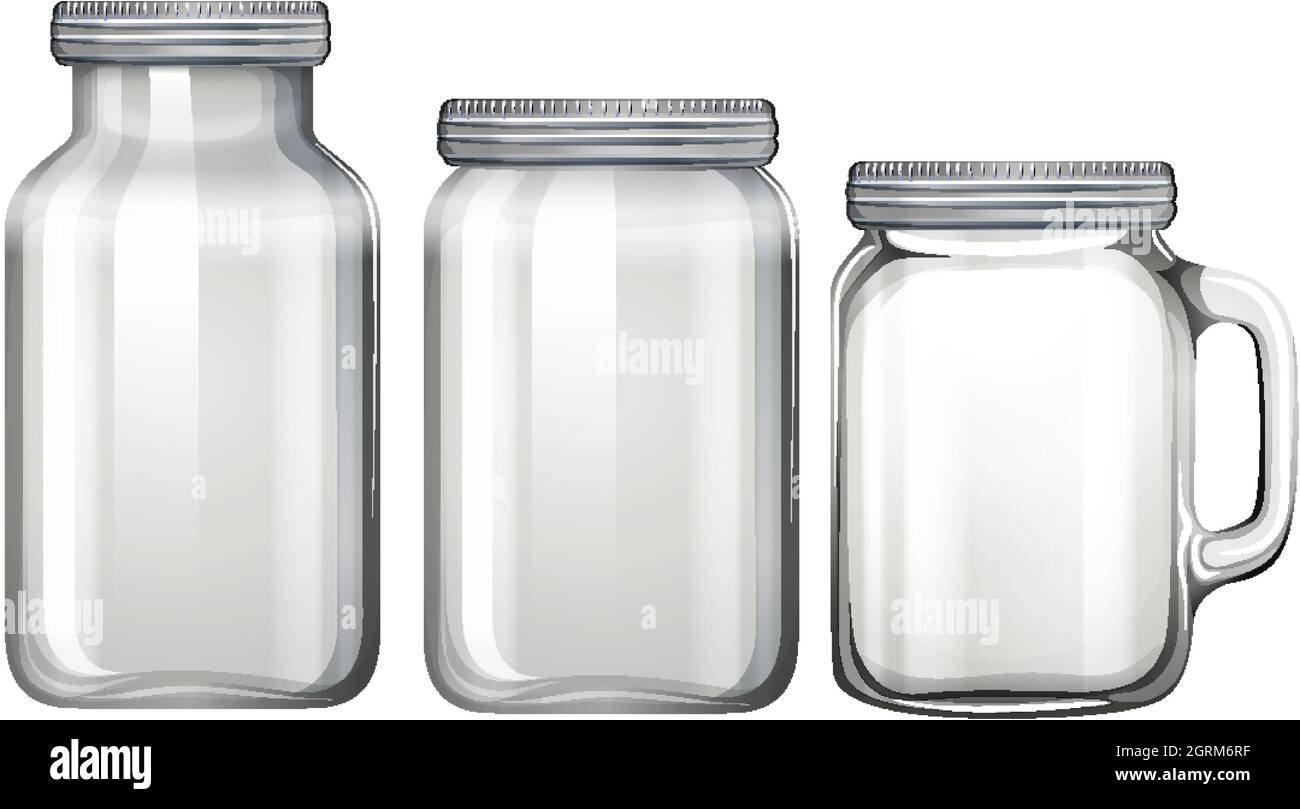 Empty glass jar on white background Stock Vector