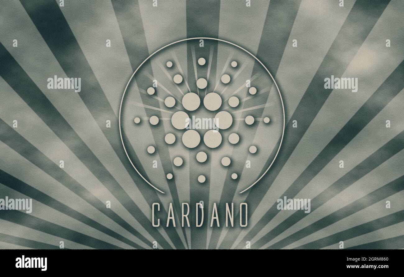 Cardano (ADA) crypto currency logo. 3D illustration with engraved money  effect. Investment concept Stock Photo - Alamy