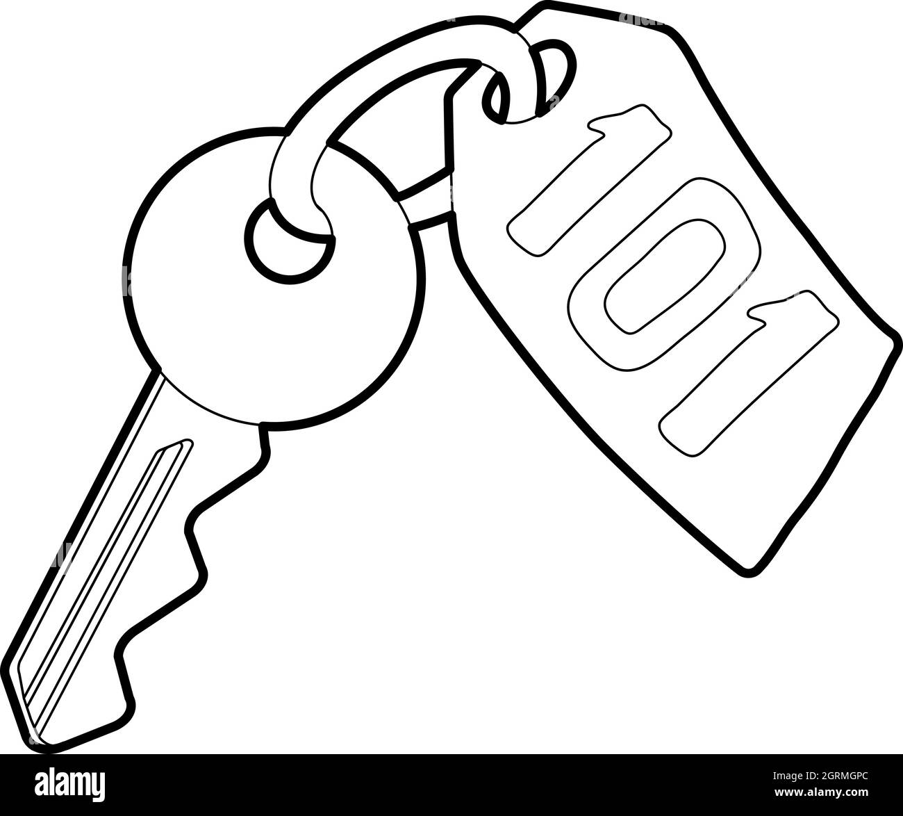 Room key at hotel icon, outline style Stock Vector