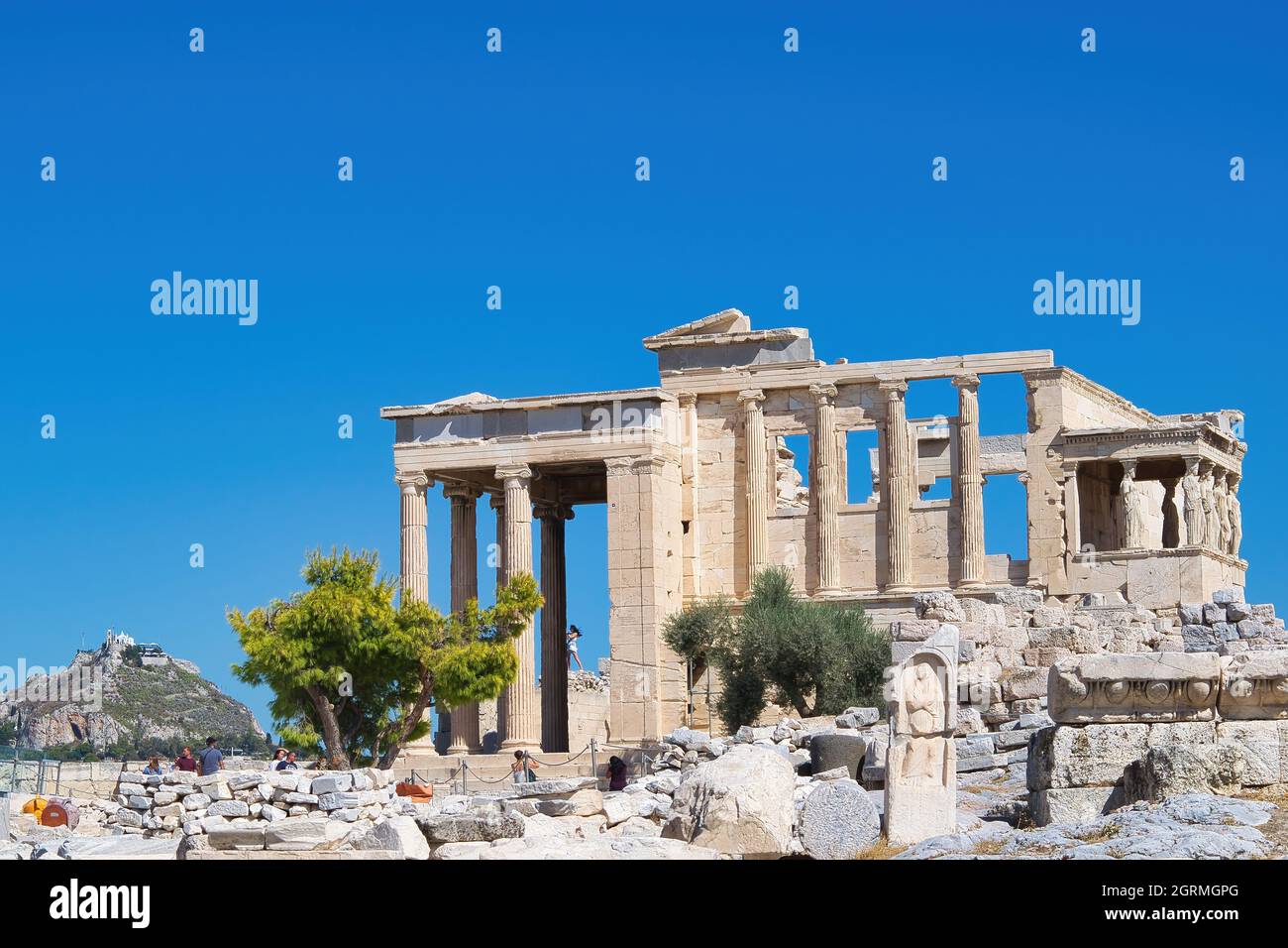 Erechtheion, with Porch of the maidens or Caryatids, Acropolis, Athens, Greece Stock Photo