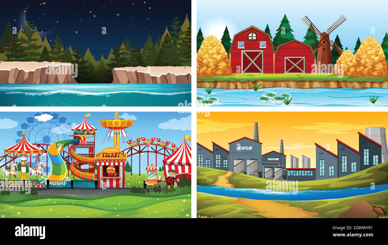 Set of nature landscape Stock Vector Image & Art - Alamy