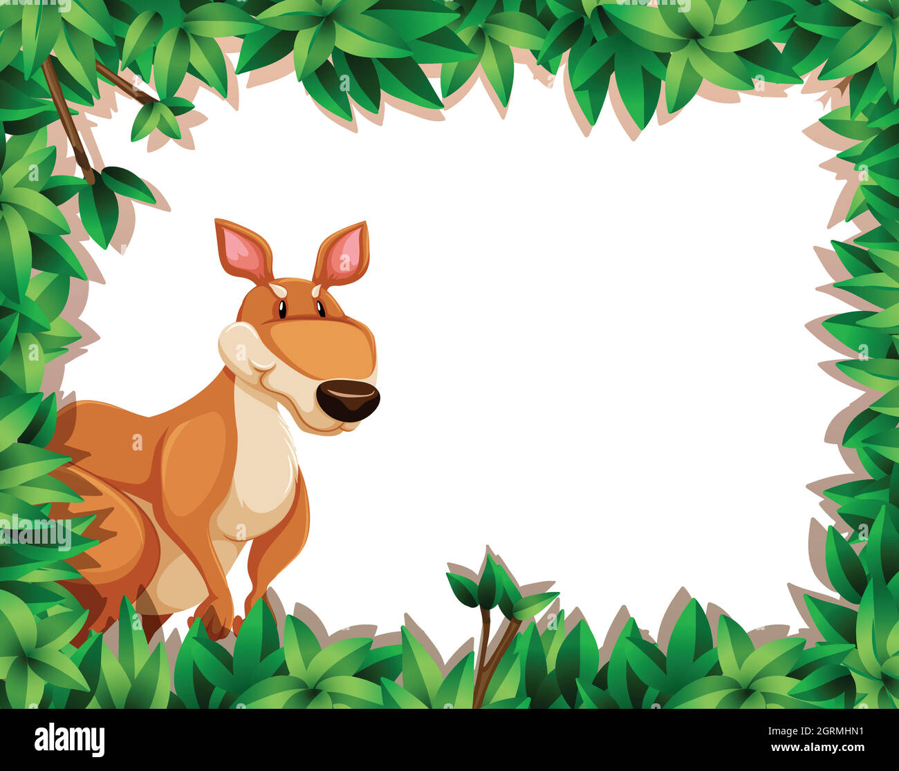 A kangaroo on nature frame Stock Vector