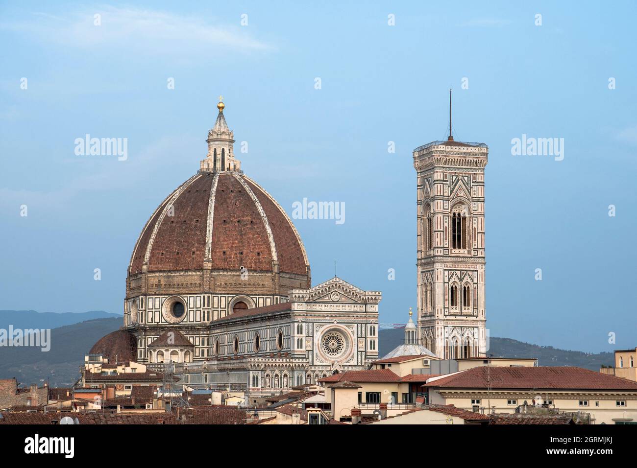 View of the Duomo and Giotto's bell tower from the rooftops of Florence Stock Photo