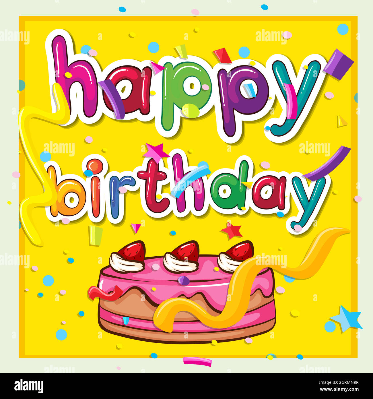 Birthday card with pink cake Stock Vector Image & Art - Alamy