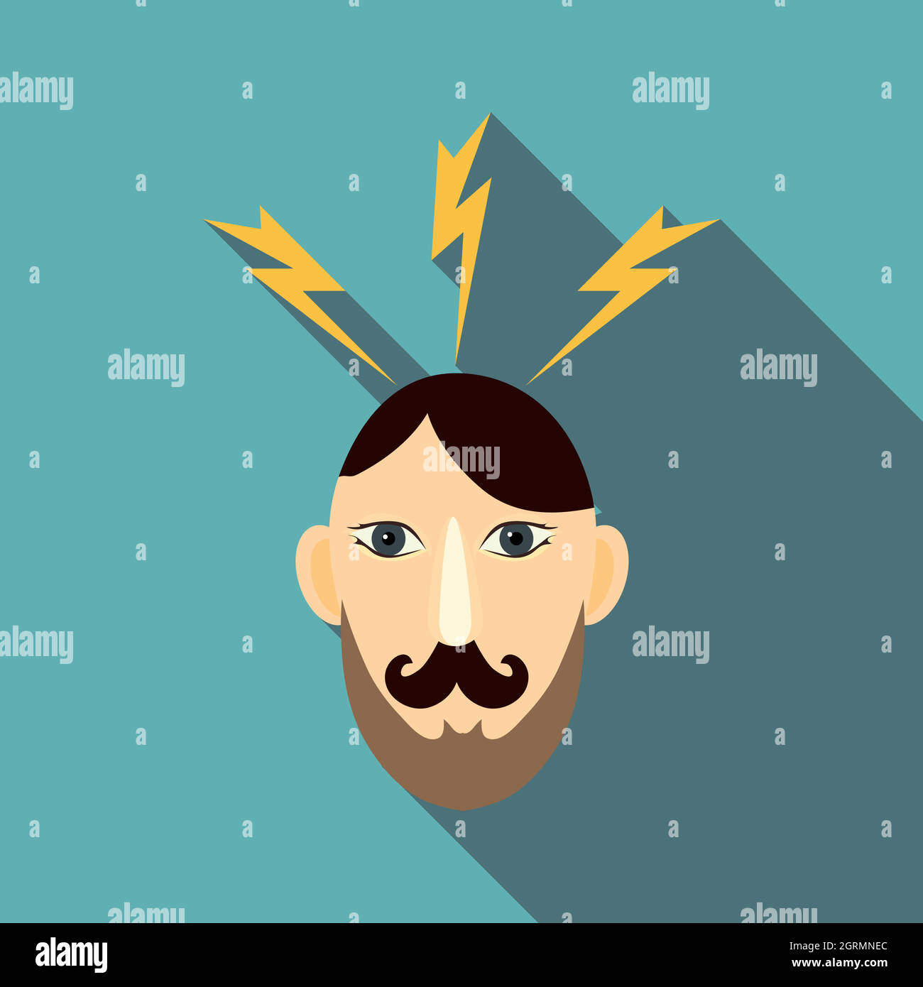 Angry man icon, flat style Stock Vector