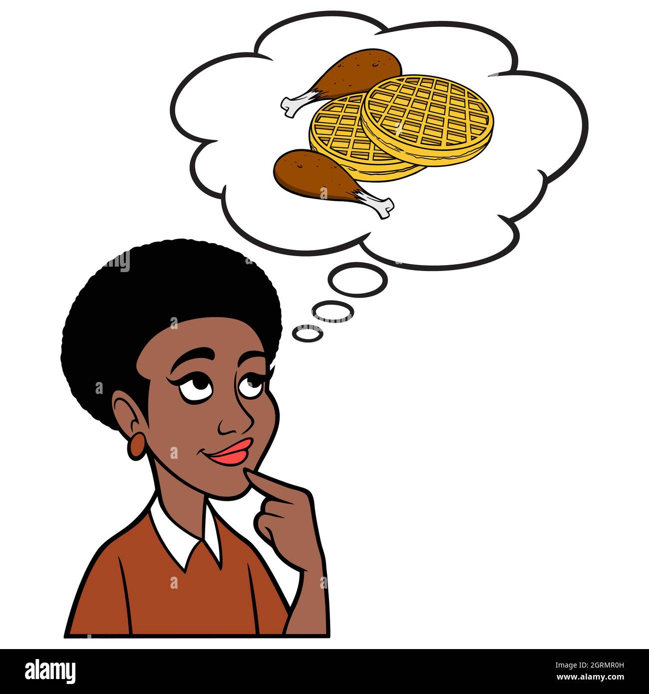 Woman thinking about Chicken and Waffles - A cartoon illustration of a woman thinking about eating Chicken and Waffles for Breakfast Stock Vector Image & Art - Alamy Woman thinking about Chicken and Waffles - A cartoon illustration of a woman thinking about eating Chicken and Waffles for Breakfast Stock Vector Image & Art - Alamy