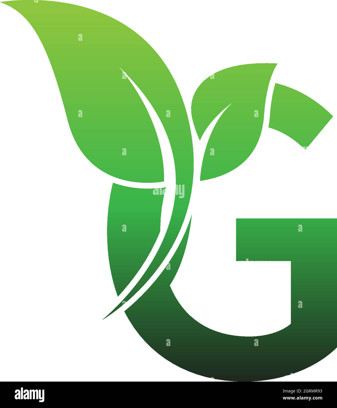 Letter G with green leafs icon logo design template illustration Stock ...