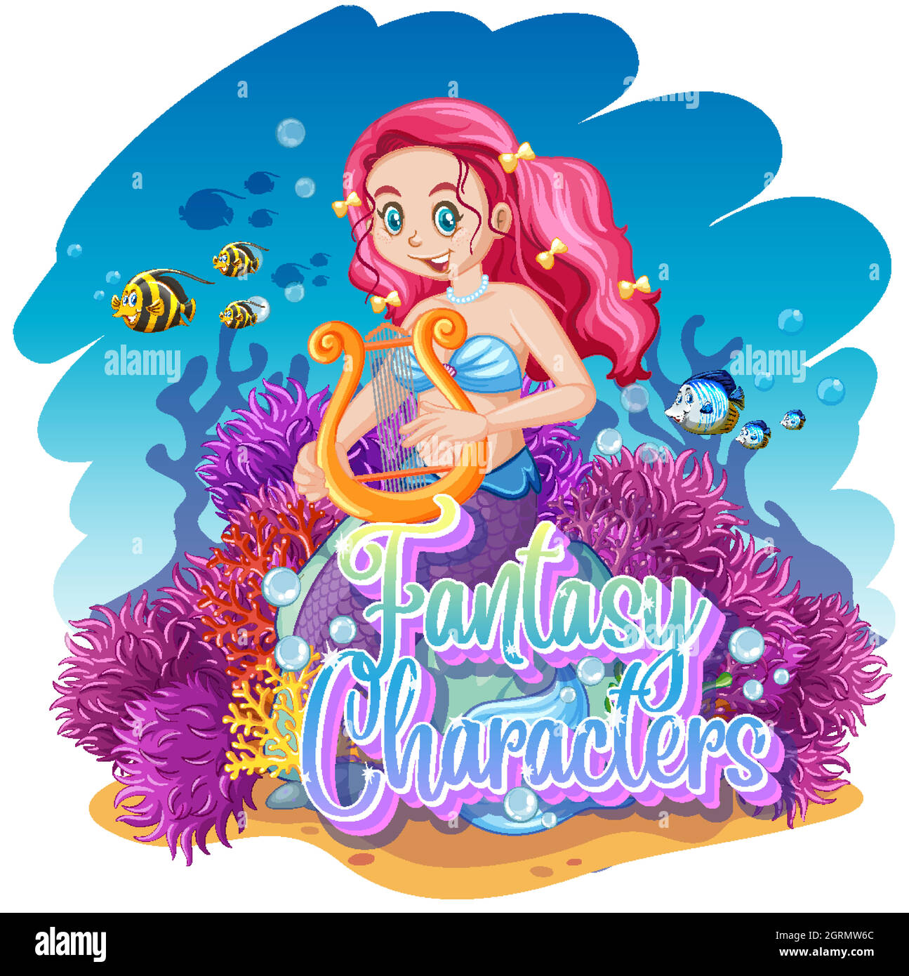 Mermaid in the underwater world Stock Vector