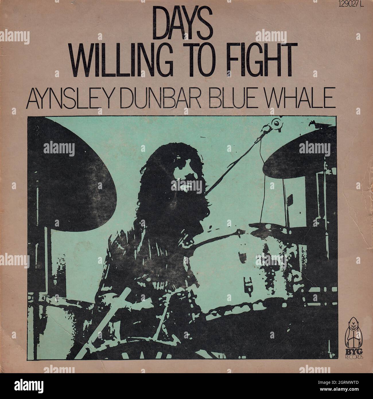 Ansley Dunbar Blue Whale - Days-Willing to fight 45rpm - Vintage Vinyl Record Cover Stock Photo