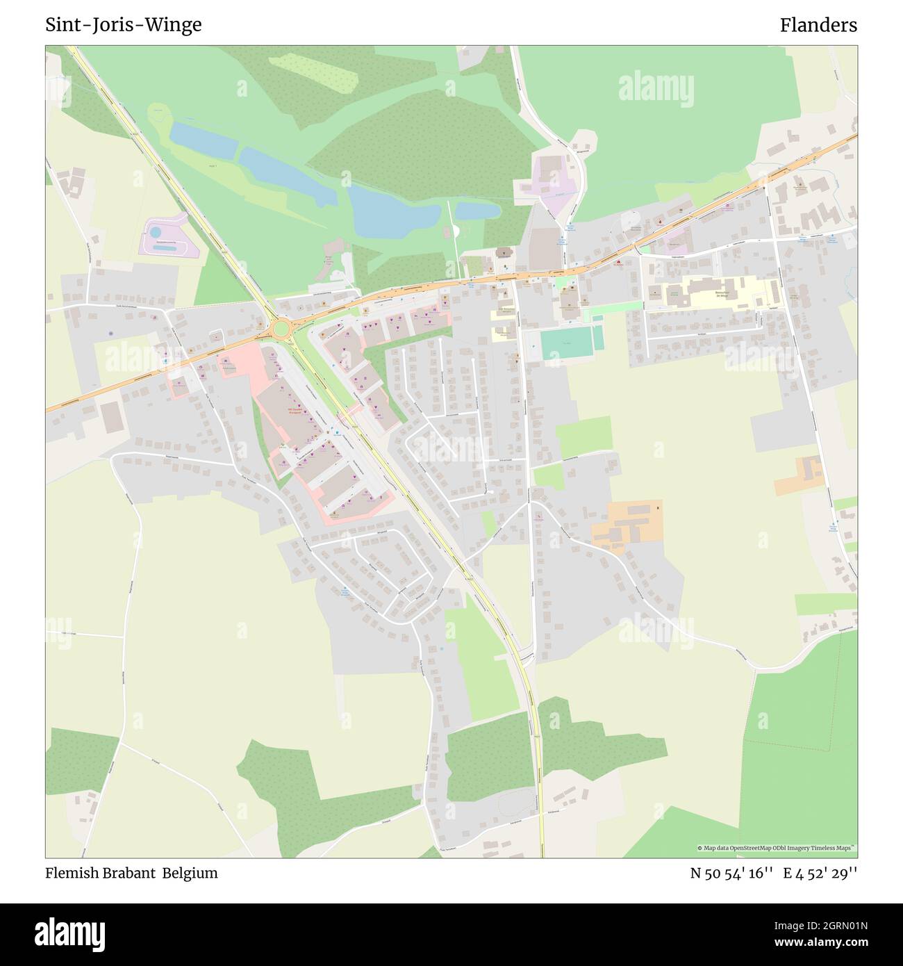 Sint-Joris-Winge, Flemish Brabant, Belgium, Flanders, N 50 54' 16'', E 4 52' 29'', map, Timeless Map published in 2021. Travelers, explorers and adventurers like Florence Nightingale, David Livingstone, Ernest Shackleton, Lewis and Clark and Sherlock Holmes relied on maps to plan travels to the world's most remote corners, Timeless Maps is mapping most locations on the globe, showing the achievement of great dreams Stock Photo