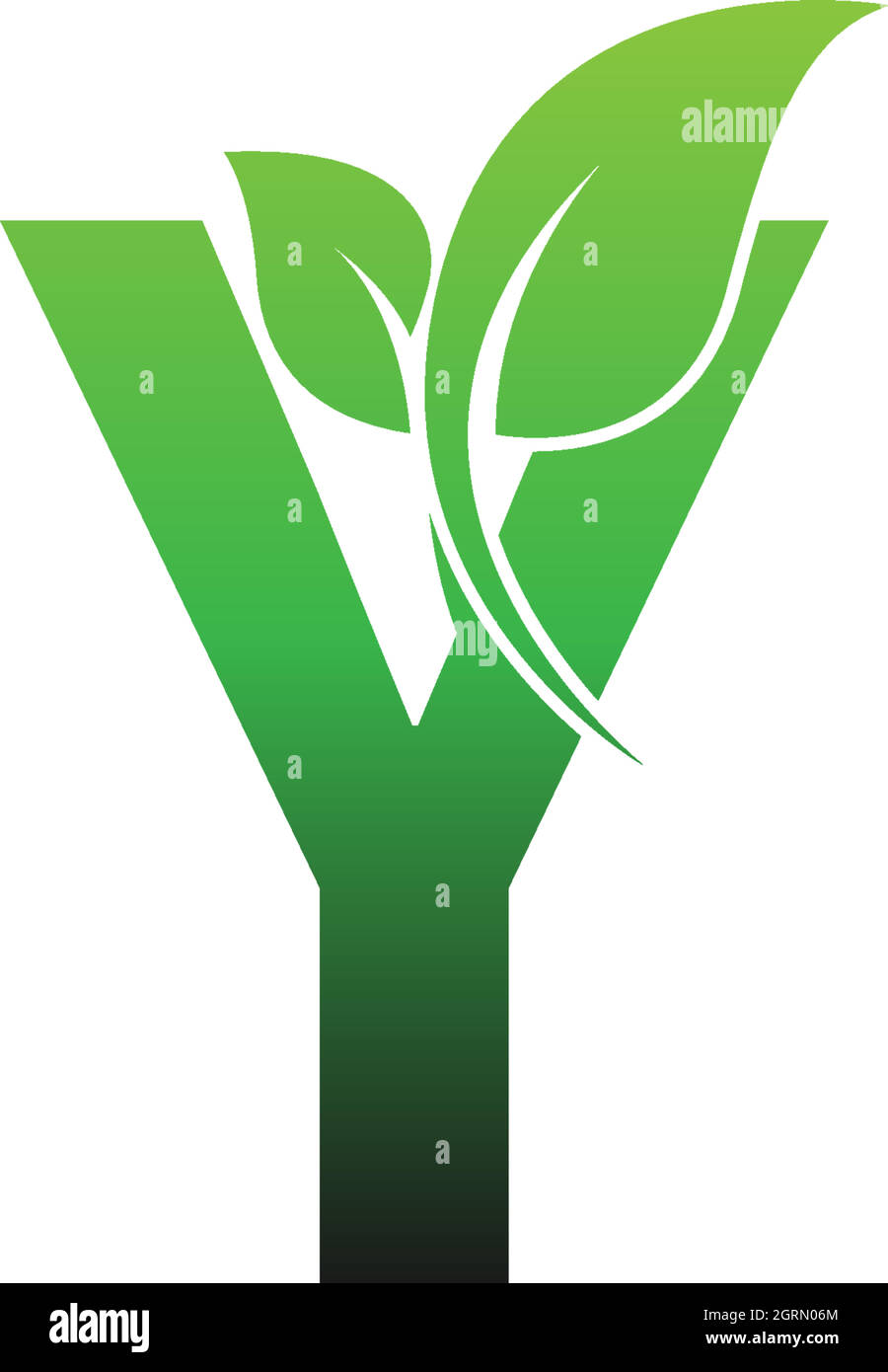Letter Y with green leafs icon logo design template illustration Stock ...