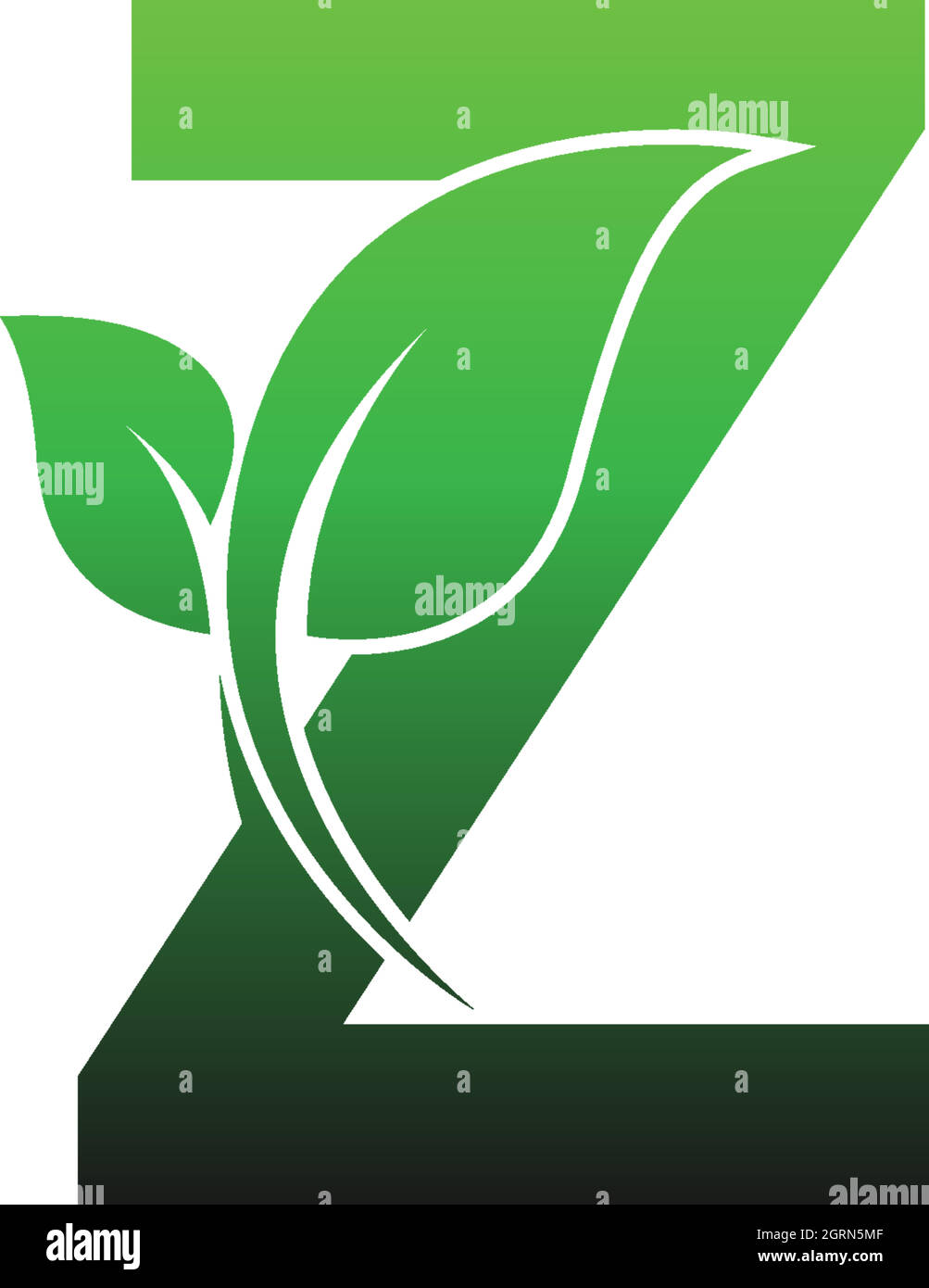 Letter Z with green leafs icon logo design template illustration Stock ...