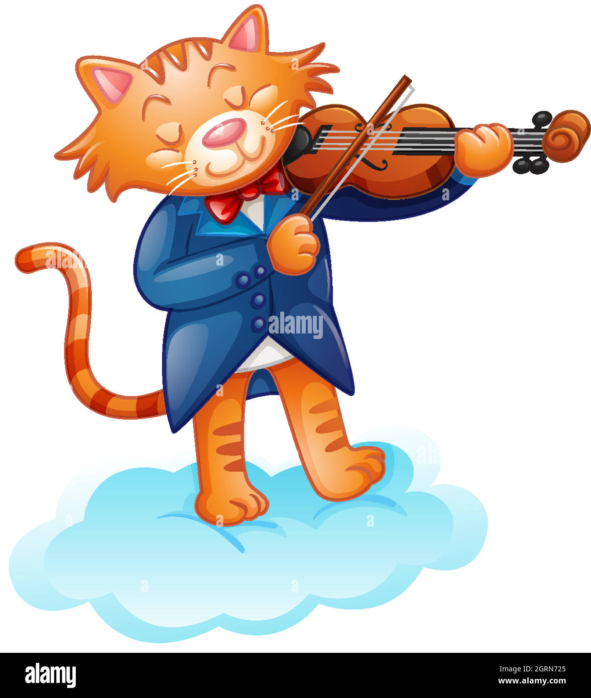 A cute cat playing violin on white background Stock Vector Image & Art Alamy
