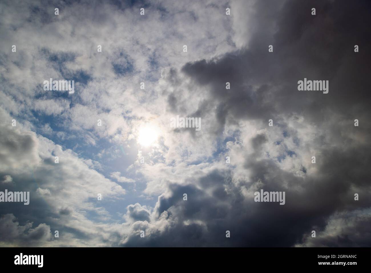 grey incoming storm clouds full frame background Stock Photo