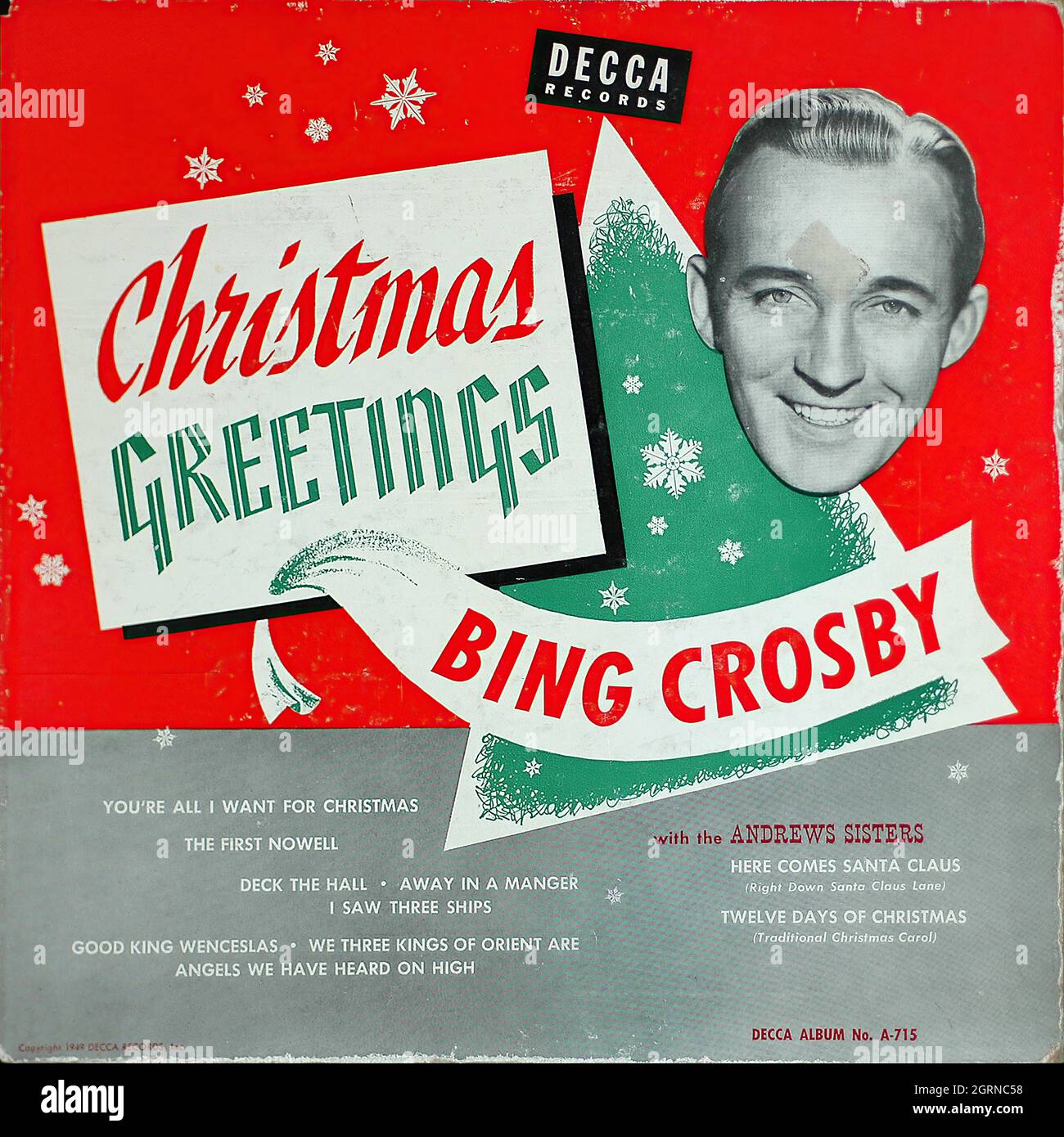Bing Crosby - Christmas Greetings 1949 - Vintage vinyl 78 rpm record Stock Photo