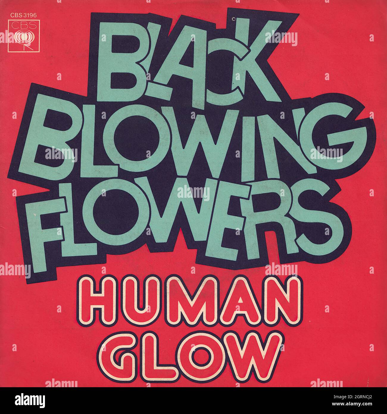 Black Blowing Flowers - Human glow - Uskudarra 45rpm - Vintage Vinyl Record Cover Stock Photo