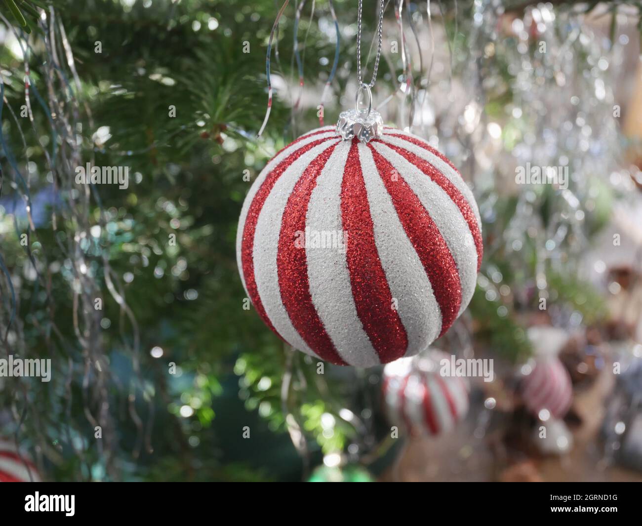 Close-up Of Christmas Decoration Hanging On Tree Stock Photo