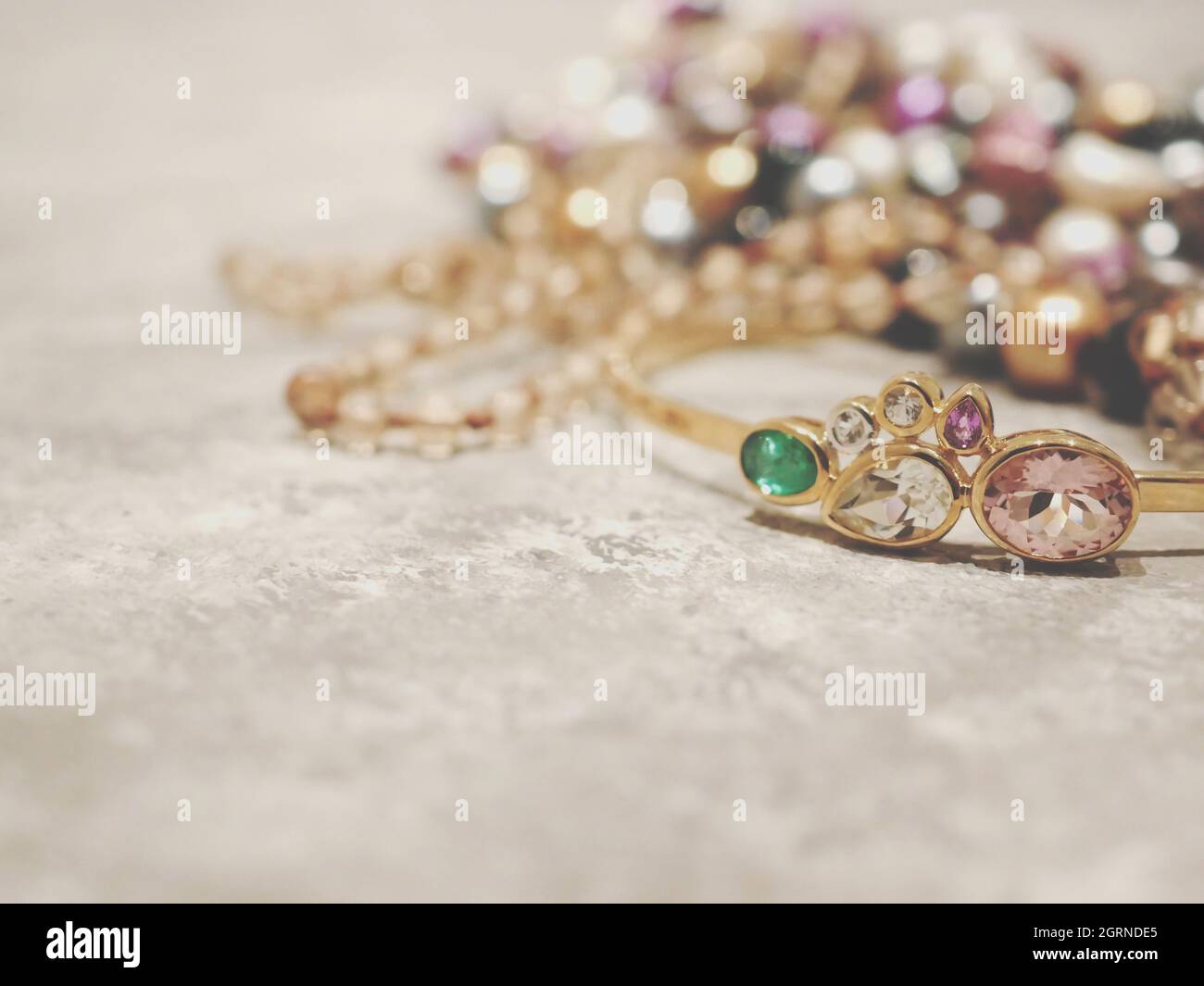 Close-up Of Jewelry On Table Stock Photo