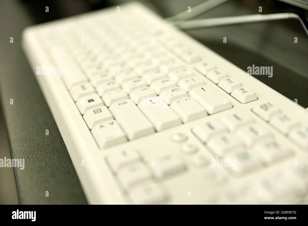 Computer keyboard, pc keys, input, enter, backlit keys Stock Photo