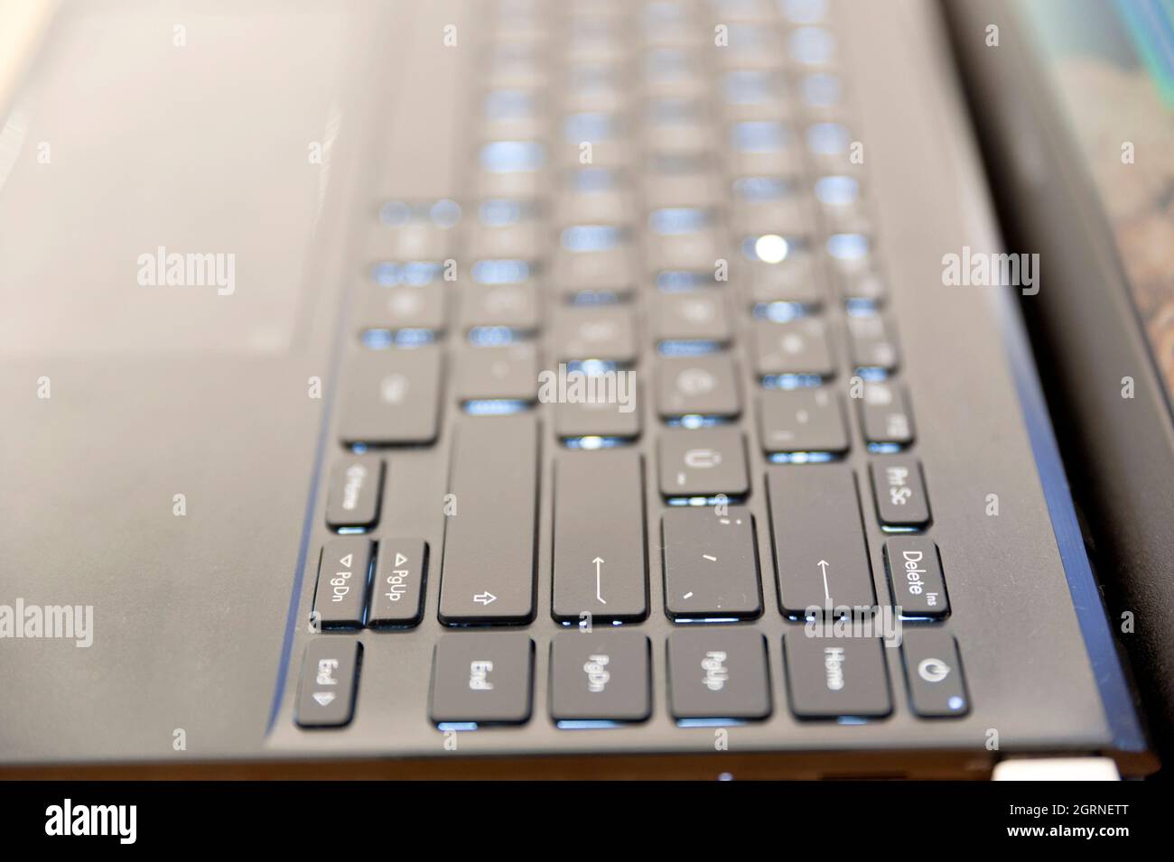 Computer keyboard, pc keys, input, enter, backlit keys Stock Photo