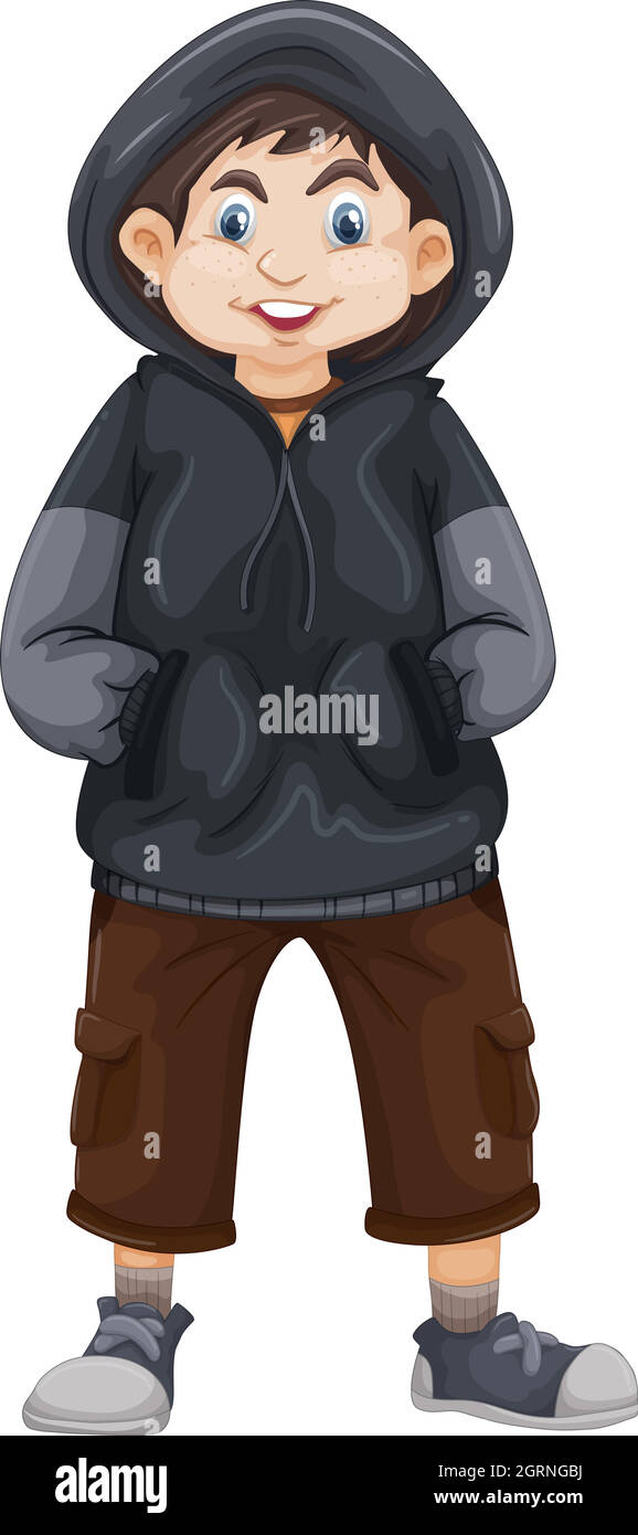 Boy in gray sweatshirt Stock Vector