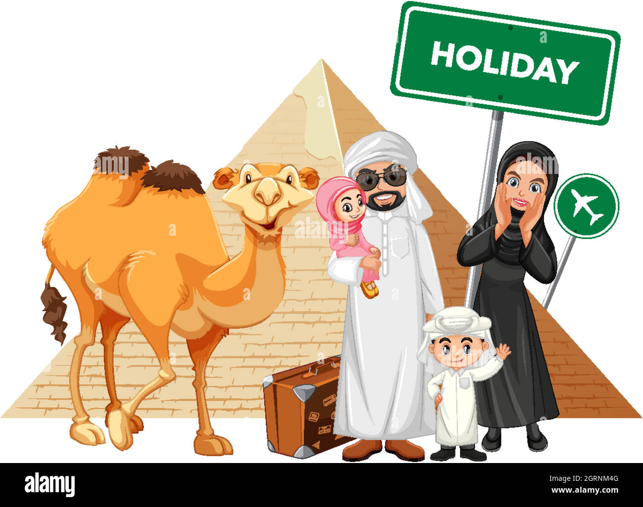 Arabian family on holiday Stock Vector