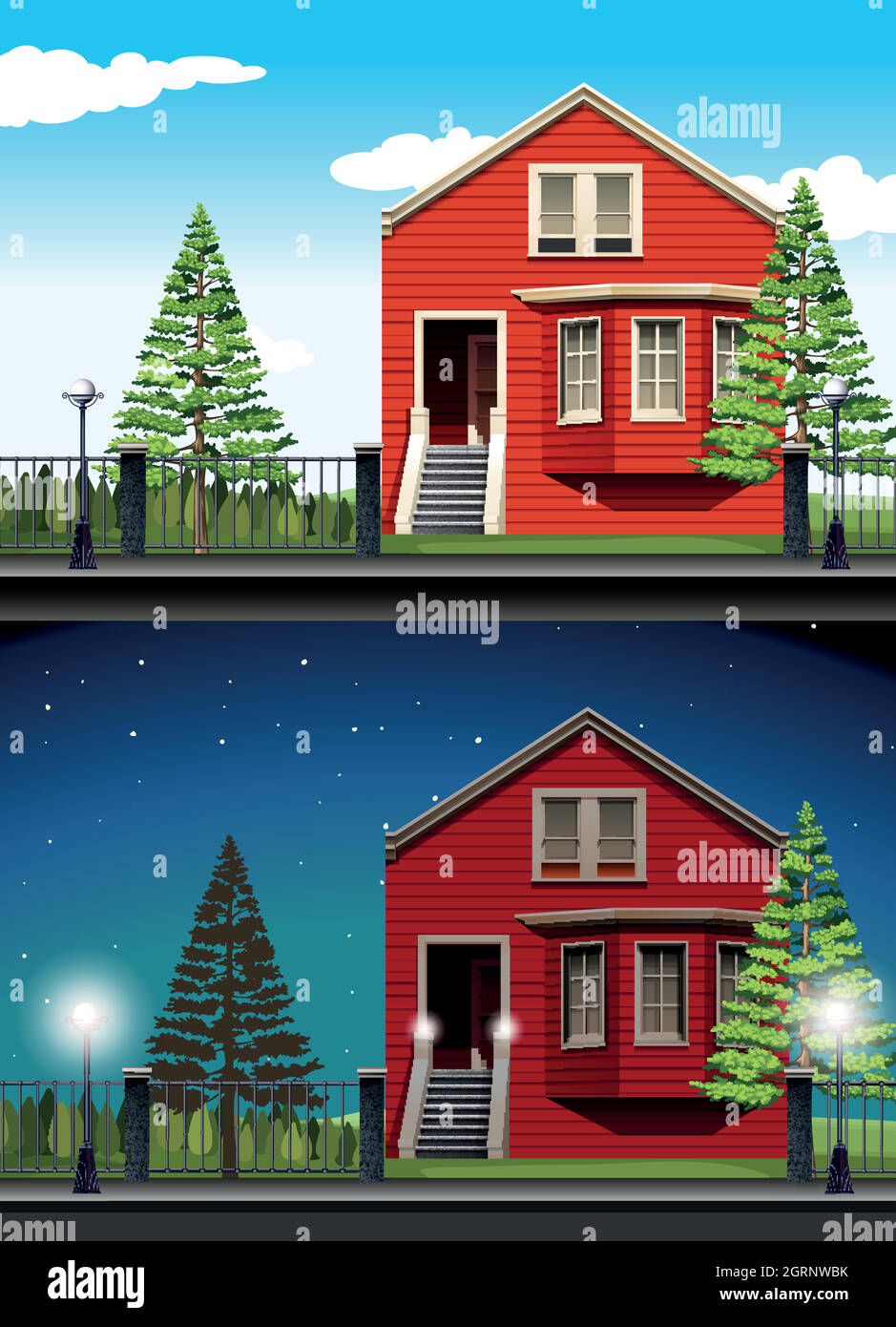 House exterior night Stock Vector Images - Alamy