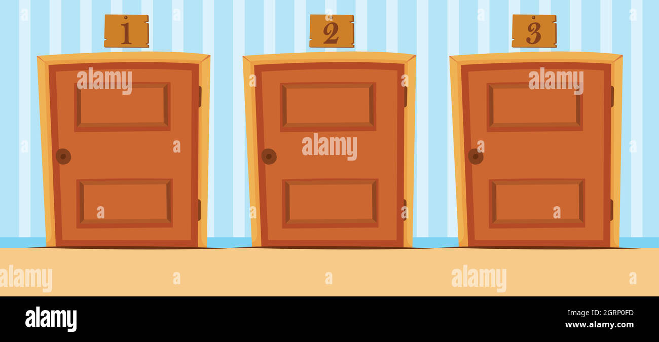 Doors with numbers in the house Stock Vector
