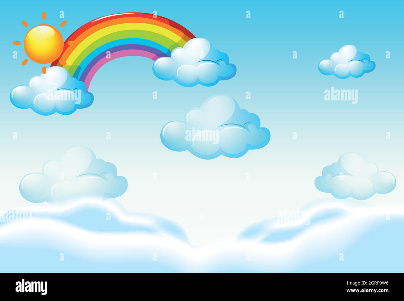 Background template with rainbow and clouds Stock Vector Image & Art - Alamy