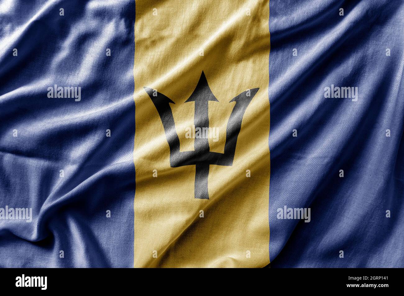 Waving detailed national country flag of Barbados Stock Photo - Alamy