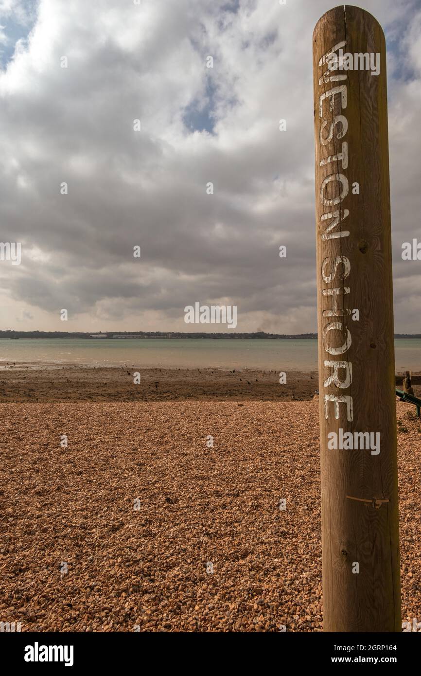Weston Shore sign on Southampton Water Hampshire England Stock Photo