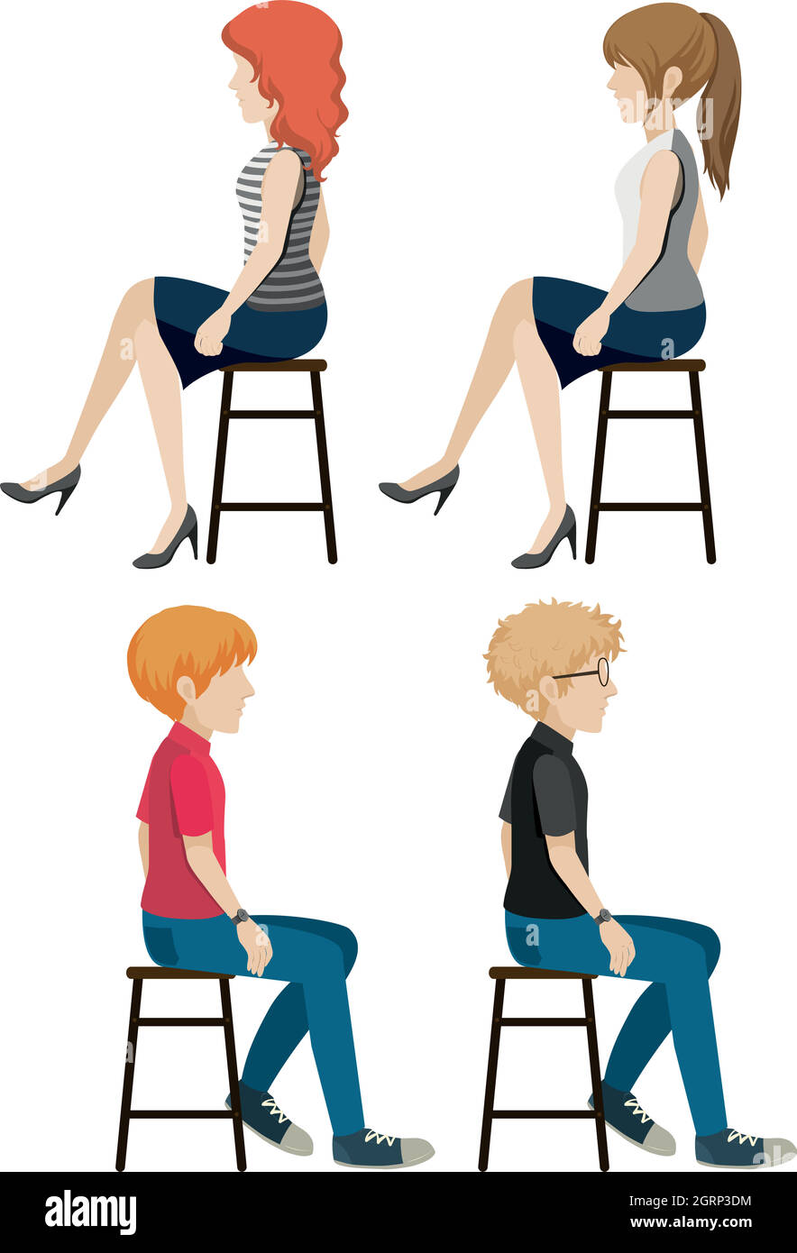 Four faceless people sitting Stock Vector