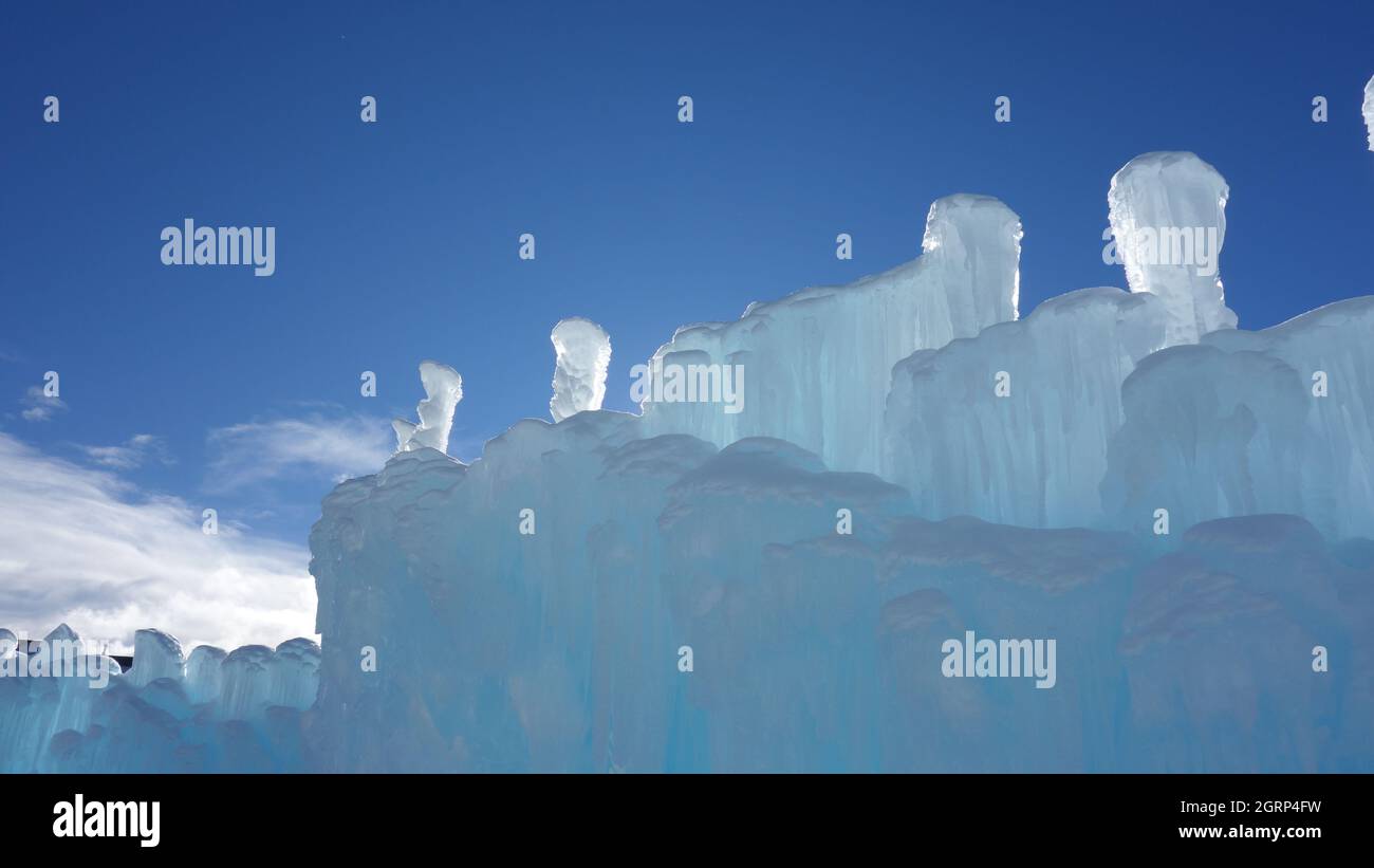 Ice castle in the winter of Colorado Stock Photo