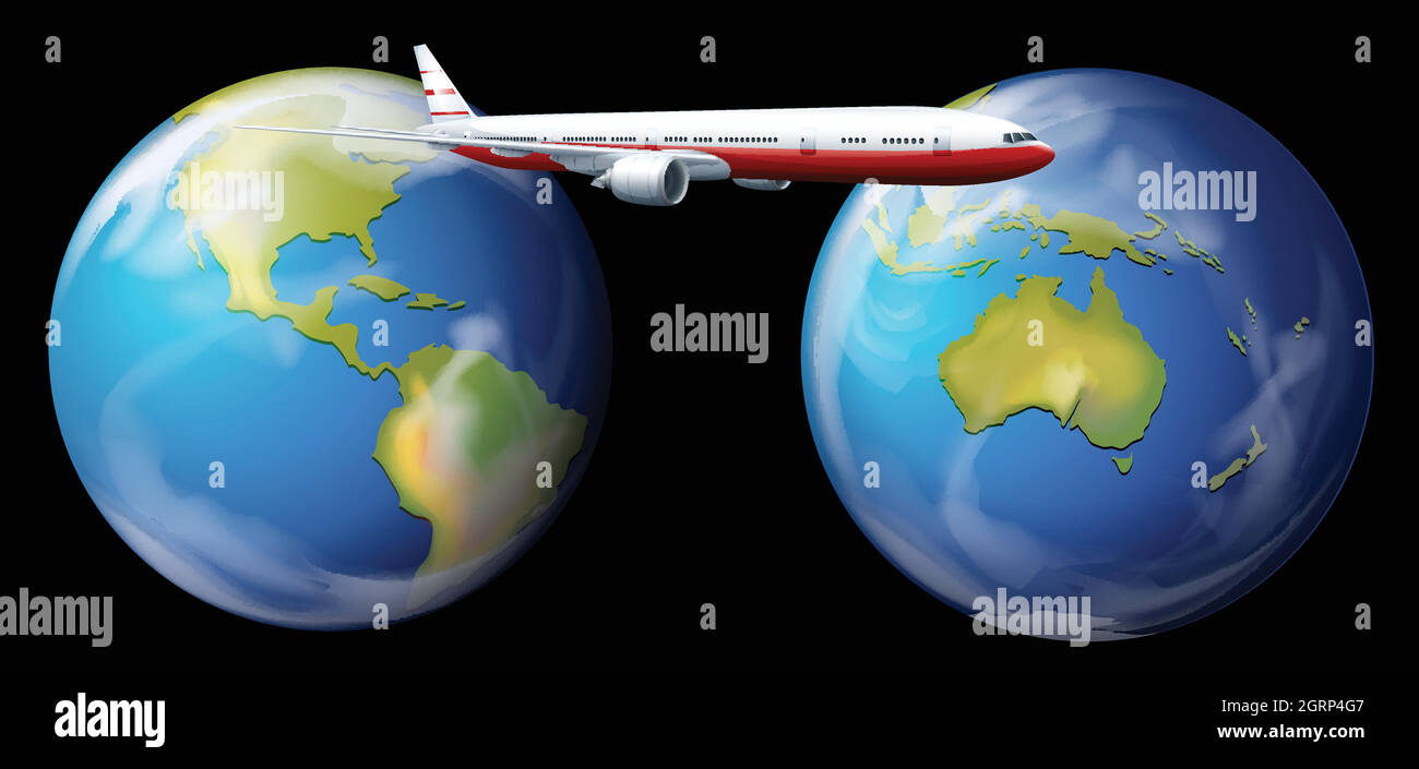 Airplane flying around the world Stock Vector Image & Art - Alamy