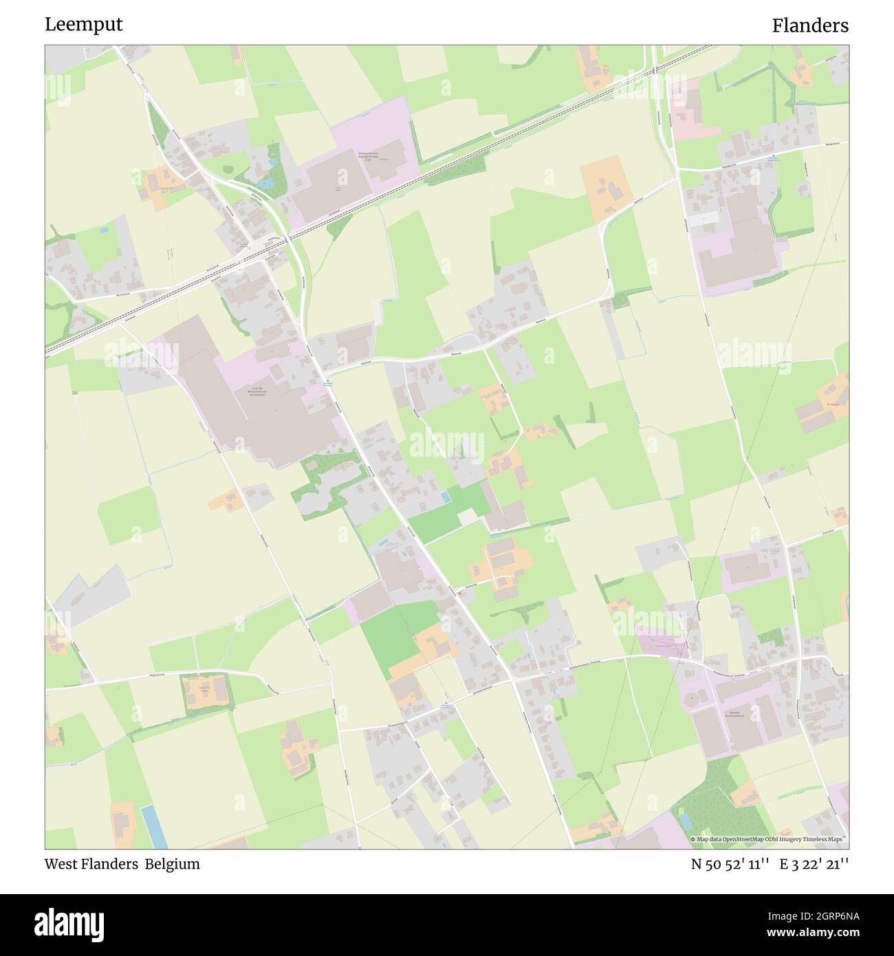 Leemput, West Flanders, Belgium, Flanders, N 50 52' 11'', E 3 22' 21'', map, Timeless Map published in 2021. Travelers, explorers and adventurers like Florence Nightingale, David Livingstone, Ernest Shackleton, Lewis and Clark and Sherlock Holmes relied on maps to plan travels to the world's most remote corners, Timeless Maps is mapping most locations on the globe, showing the achievement of great dreams Stock Photo