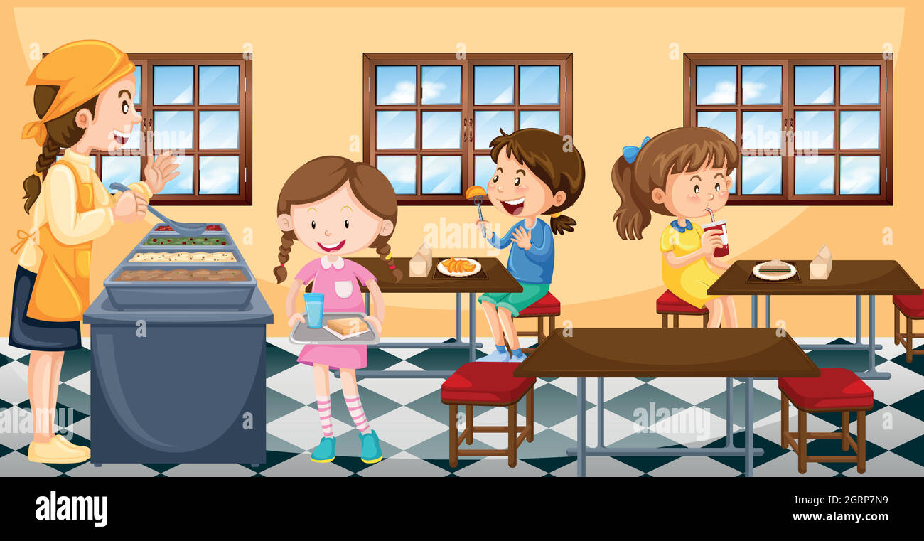 Children having lunch in canteen Stock Vector Image & Art Alamy