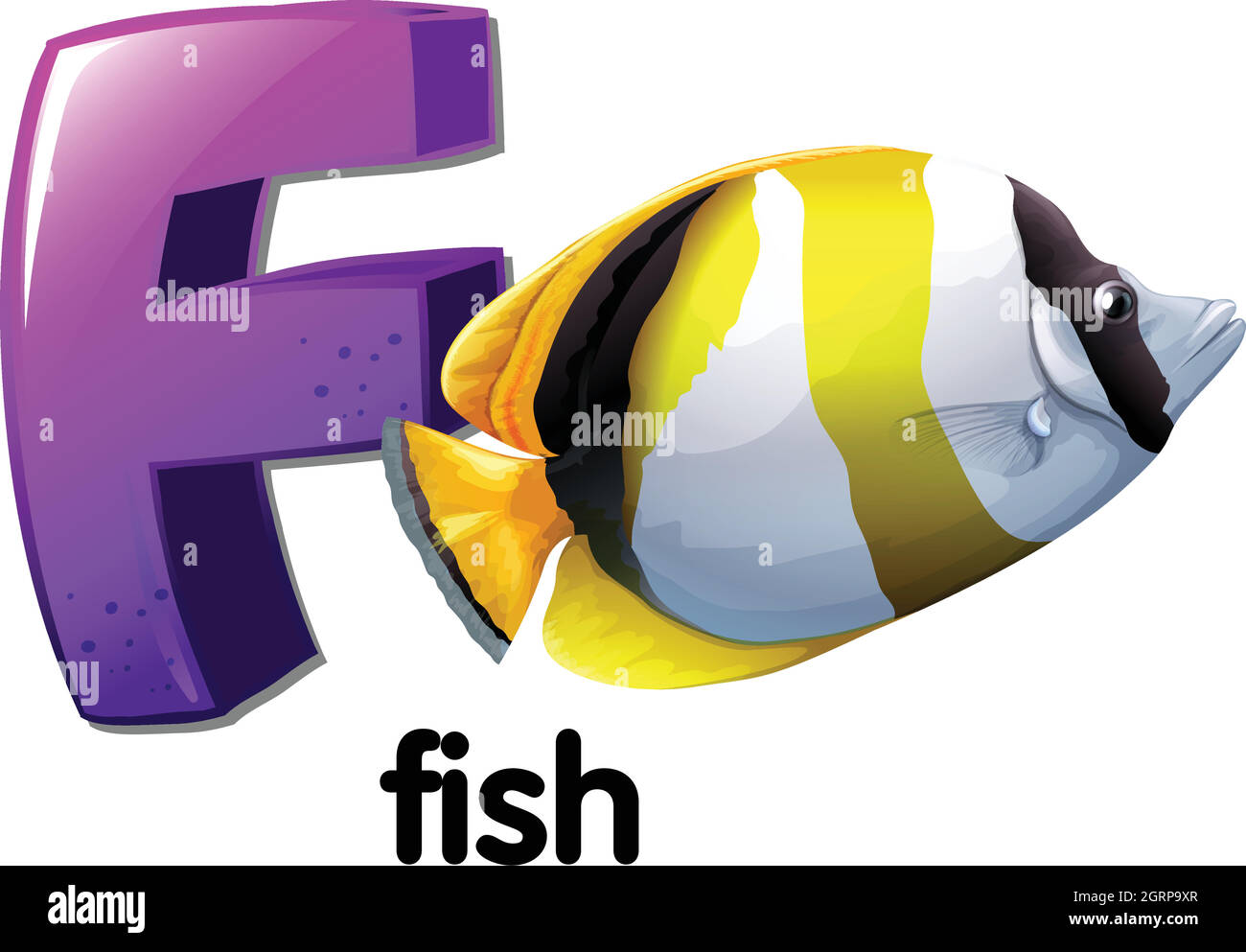 A letter F for fish Stock Vector