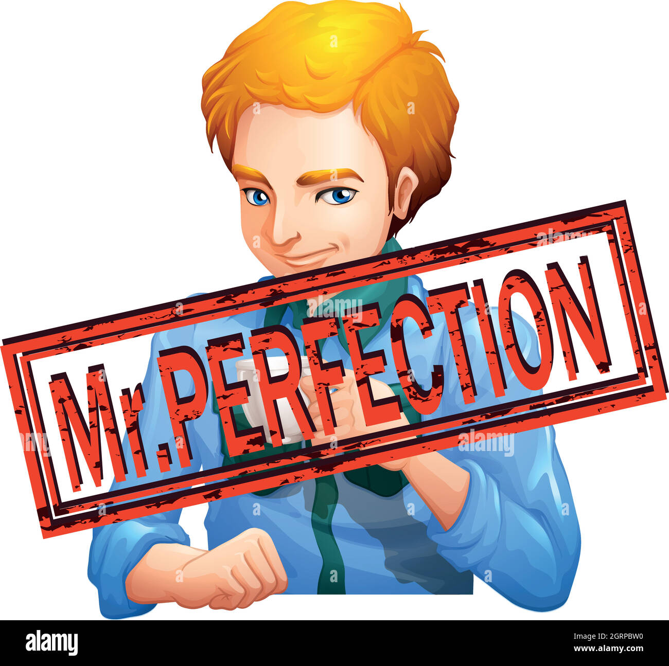Mr perfection with text Stock Vector