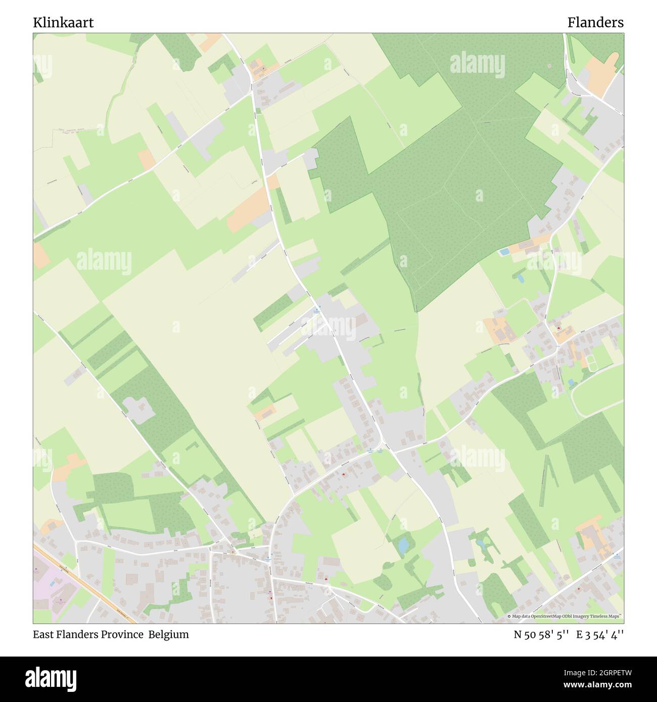 Klinkaart, East Flanders Province, Belgium, Flanders, N 50 58' 5'', E 3 54' 4'', map, Timeless Map published in 2021. Travelers, explorers and adventurers like Florence Nightingale, David Livingstone, Ernest Shackleton, Lewis and Clark and Sherlock Holmes relied on maps to plan travels to the world's most remote corners, Timeless Maps is mapping most locations on the globe, showing the achievement of great dreams Stock Photo
