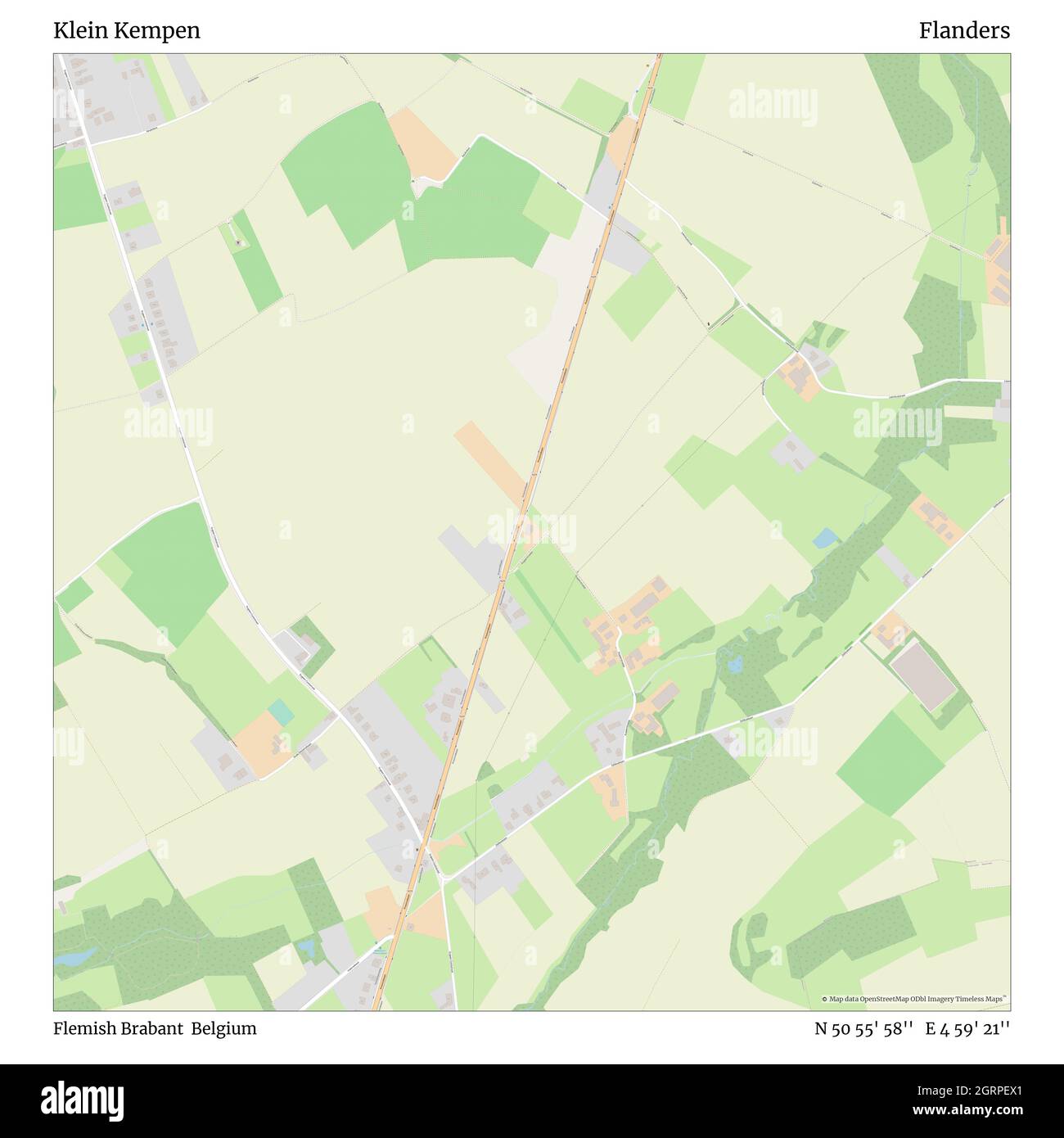 Klein Kempen, Flemish Brabant, Belgium, Flanders, N 50 55' 58'', E 4 59' 21'', map, Timeless Map published in 2021. Travelers, explorers and adventurers like Florence Nightingale, David Livingstone, Ernest Shackleton, Lewis and Clark and Sherlock Holmes relied on maps to plan travels to the world's most remote corners, Timeless Maps is mapping most locations on the globe, showing the achievement of great dreams Stock Photo