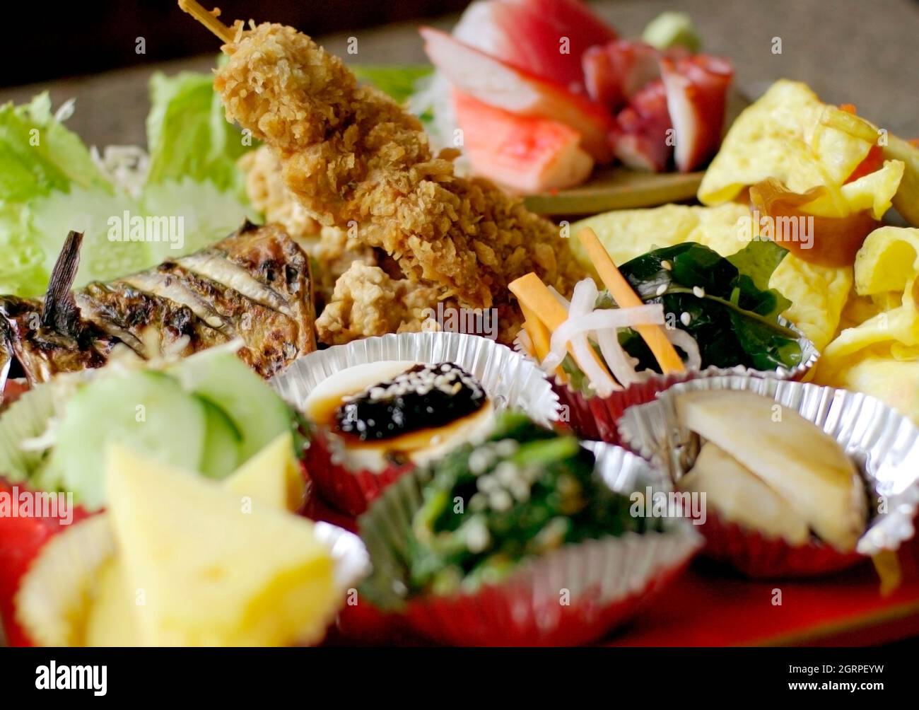 Japanese restaurant with traditional food of hokkaido hires stock