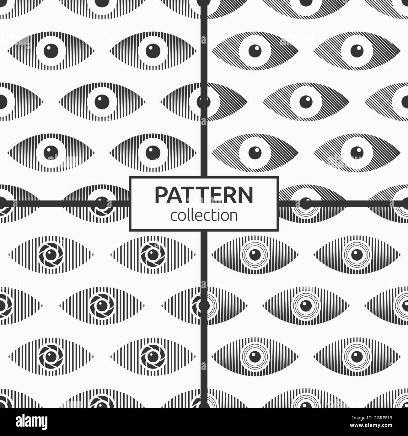 Set of four abstract seamless eyes patterns. Stylized eye shapes ...