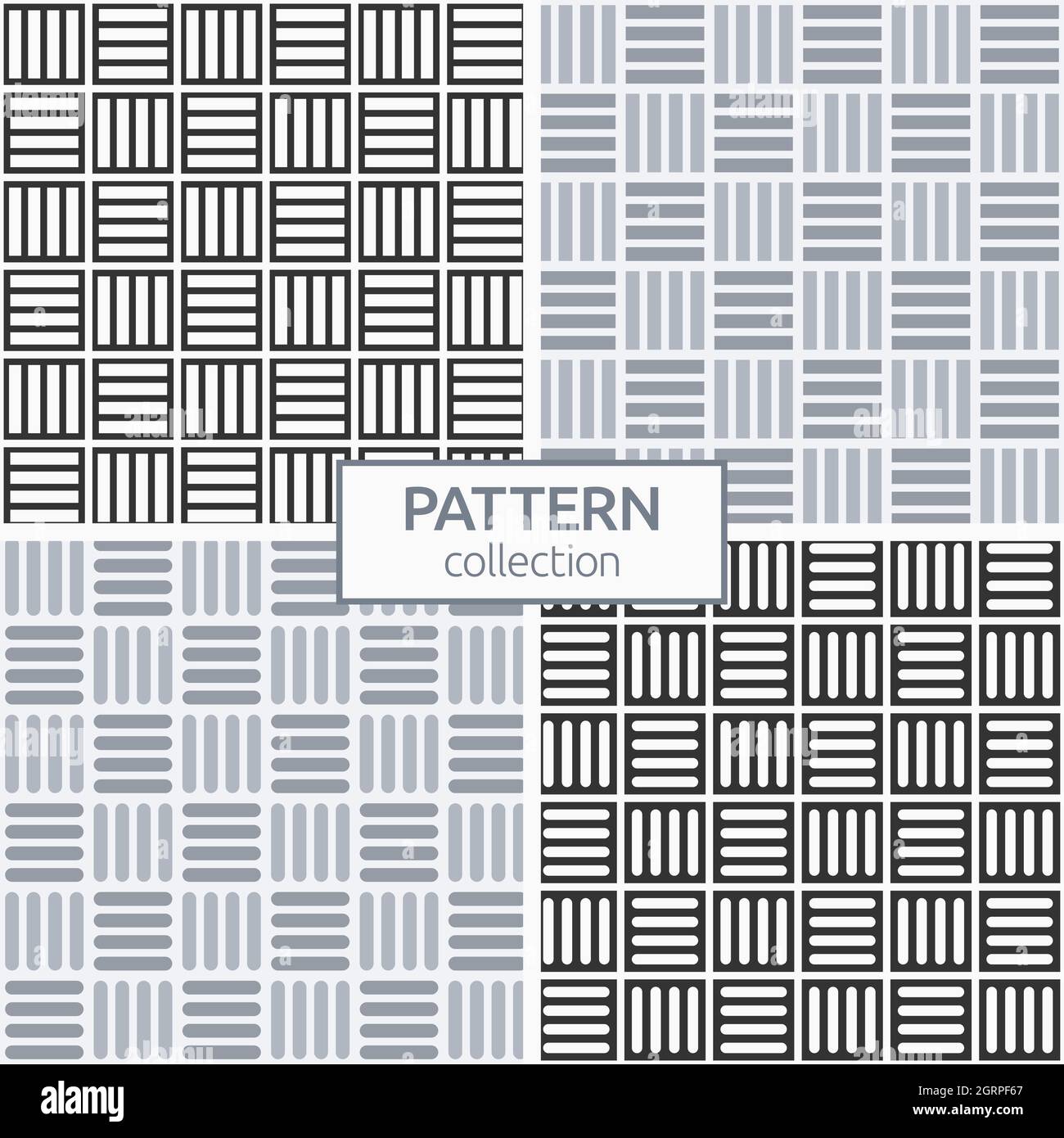 Set of four vector seamless patterns with intertwined stripes, squares ...