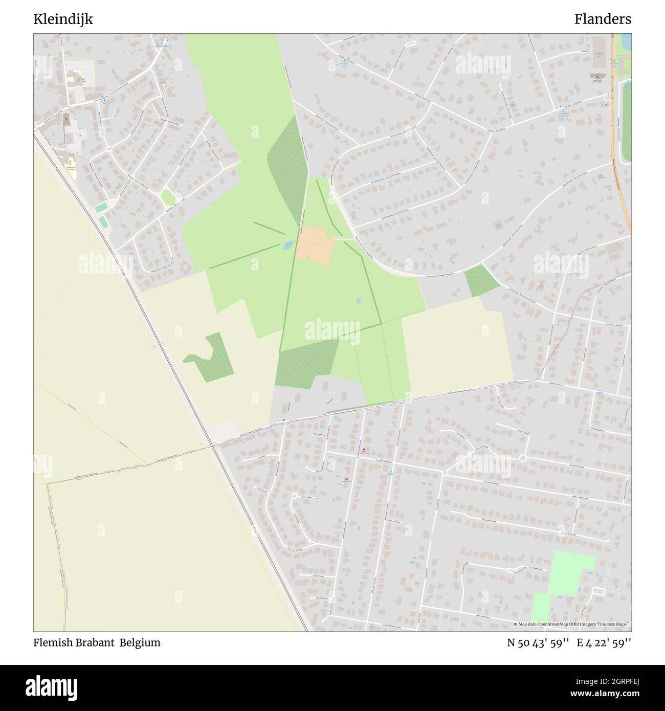 Kleindijk, Flemish Brabant, Belgium, Flanders, N 50 43' 59'', E 4 22' 59'', map, Timeless Map published in 2021. Travelers, explorers and adventurers like Florence Nightingale, David Livingstone, Ernest Shackleton, Lewis and Clark and Sherlock Holmes relied on maps to plan travels to the world's most remote corners, Timeless Maps is mapping most locations on the globe, showing the achievement of great dreams Stock Photo