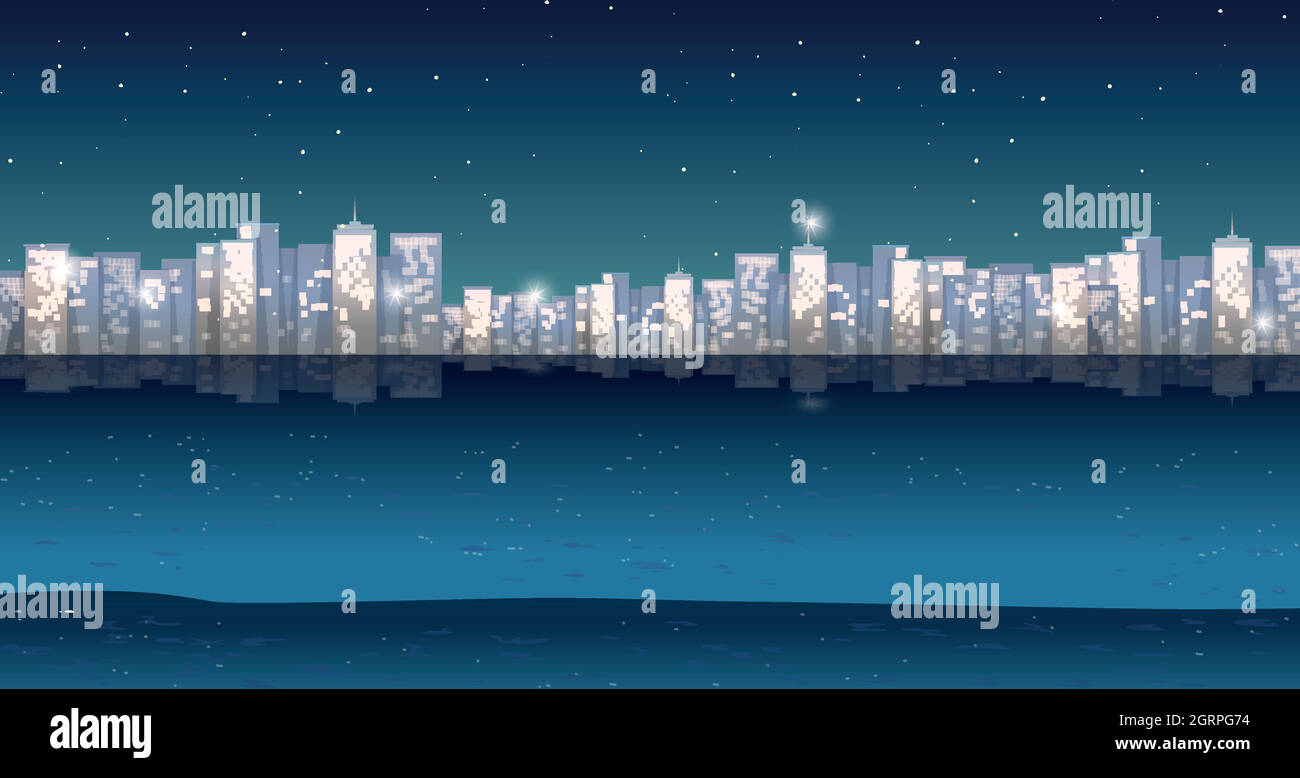 City view at night time Stock Vector