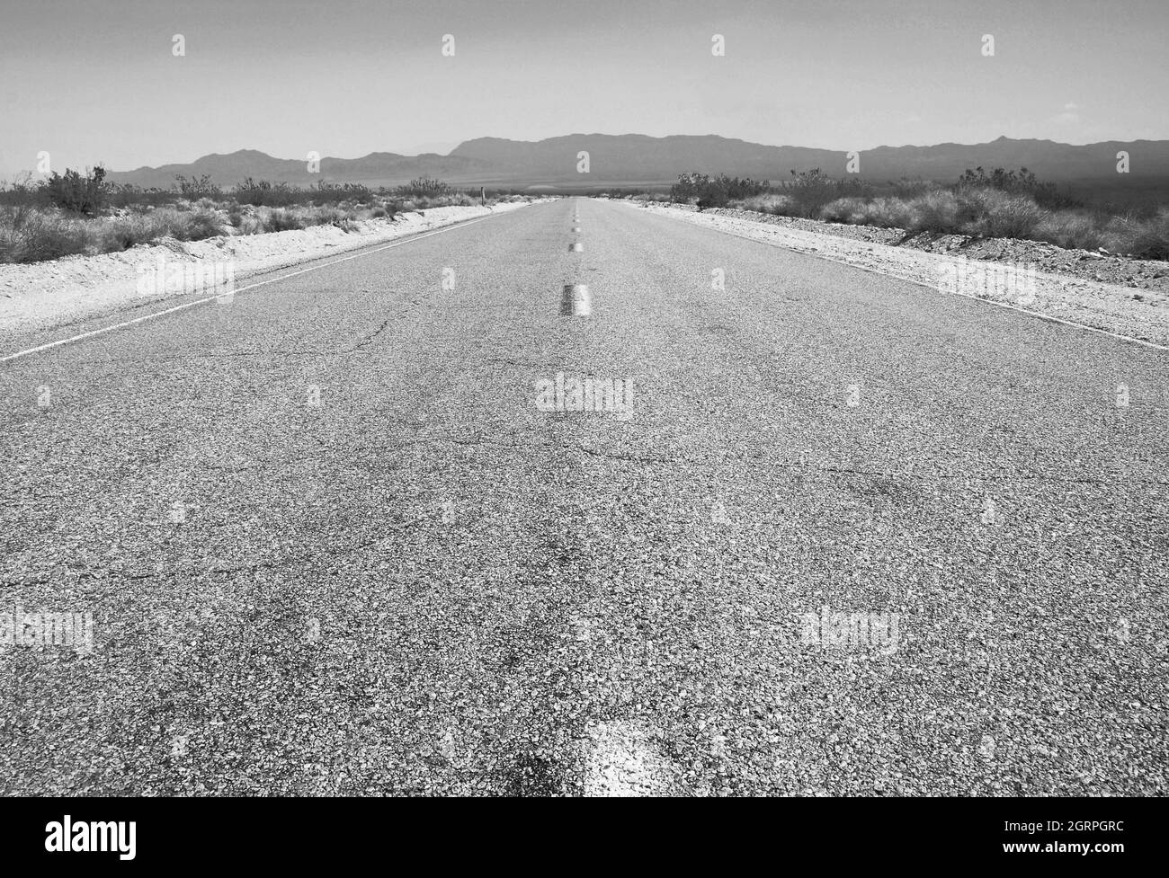 Desert Road - Mojave, California, USA (monochrome) Stock Photo