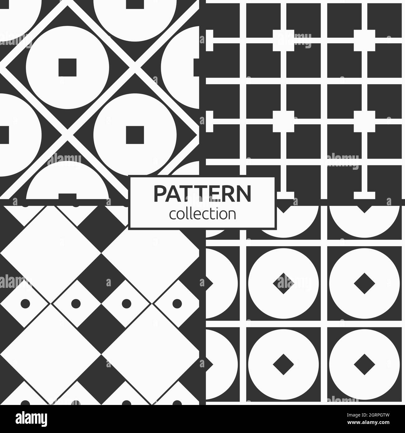 Seamless pattern vector black and white geometric textures. Simple shapes  background repeat designs. Stock Vector