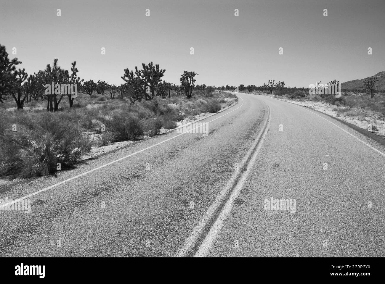 Desert Road - Mojave, California, USA (monochrome) Stock Photo