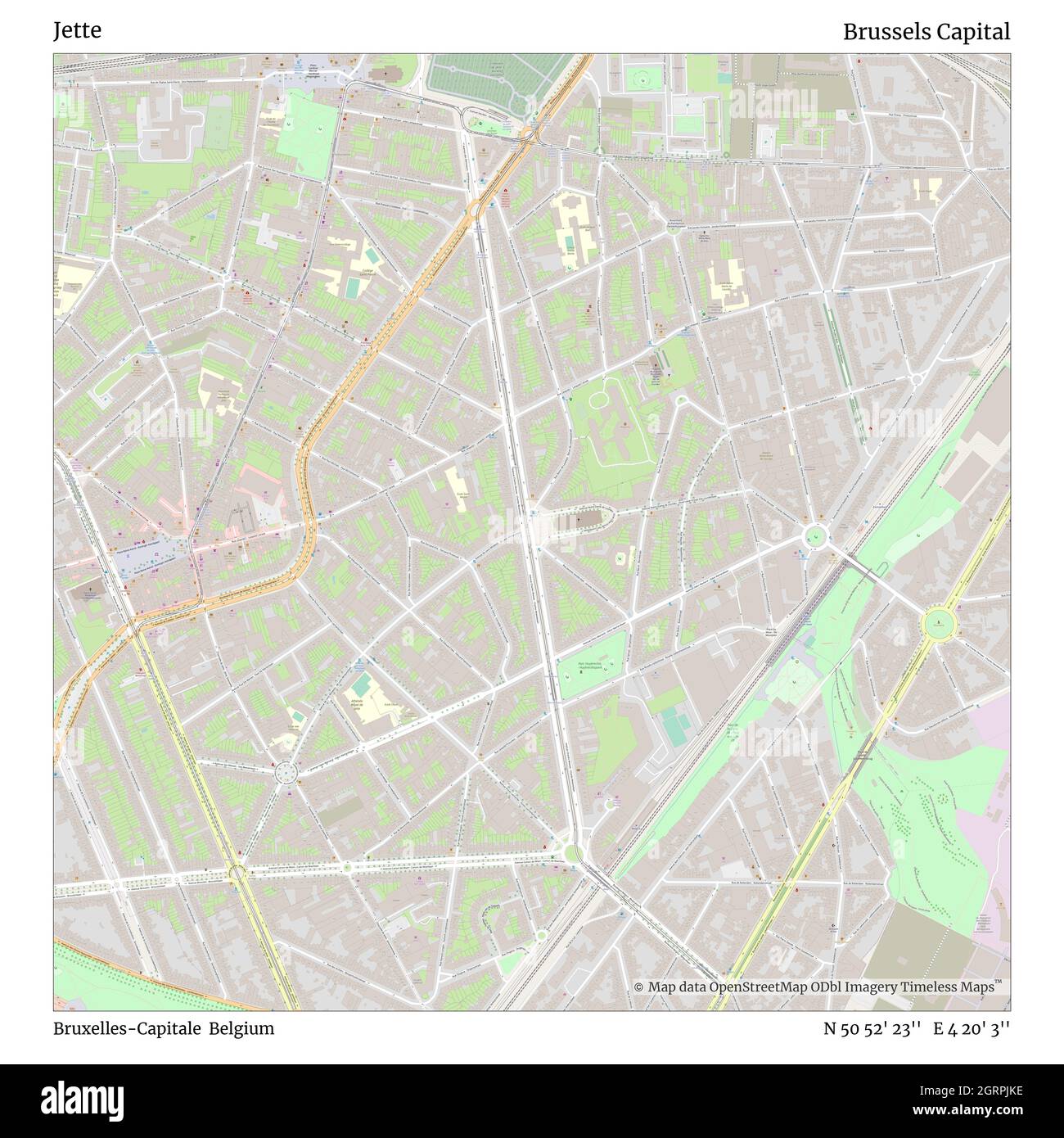 Jette, Bruxelles-Capitale, Belgium, Brussels Capital, N 50 52' 23'', E 4  20' 3'', map, Timeless Map published in 2021. Travelers, explorers and  adventurers like Florence Nightingale, David Livingstone, Ernest  Shackleton, Lewis and