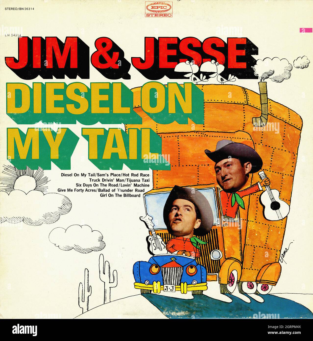 Jim & Jesse - Diesel On My Tail -  Vintage Country Music Album Stock Photo